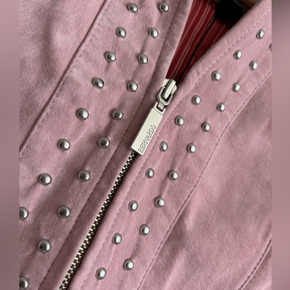 Line Pink Suede Leather Jacket - Picture 3 of 12